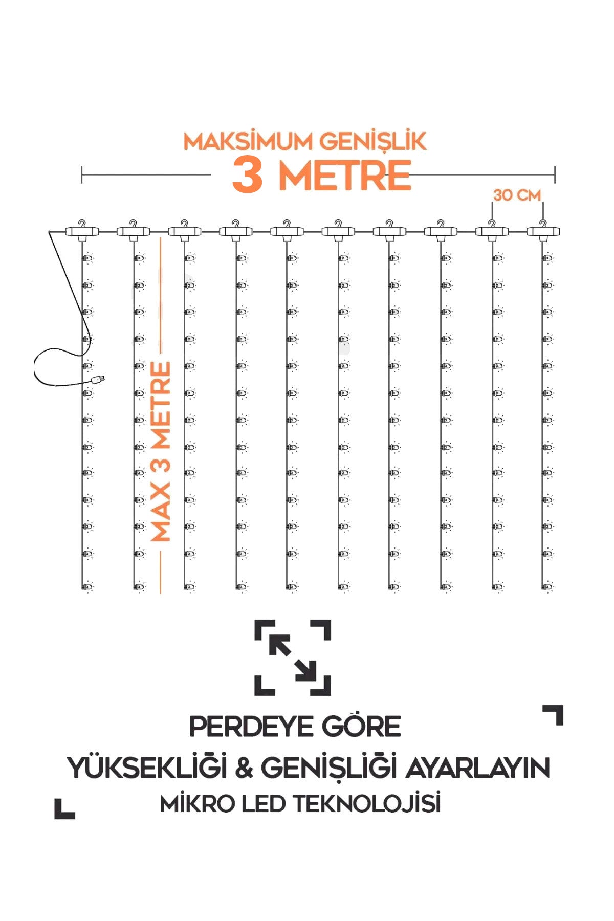 Dokumio Asparla + Perde Askı Aparatı + Kumanda + USB Uyumlu