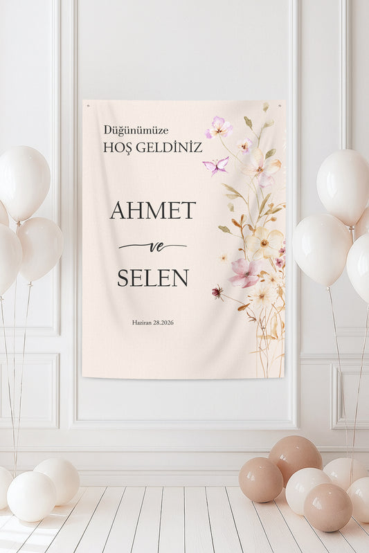 Düğün Törenine Özel Kişiselleştirilebilir Duvar Örtüsü (#188)