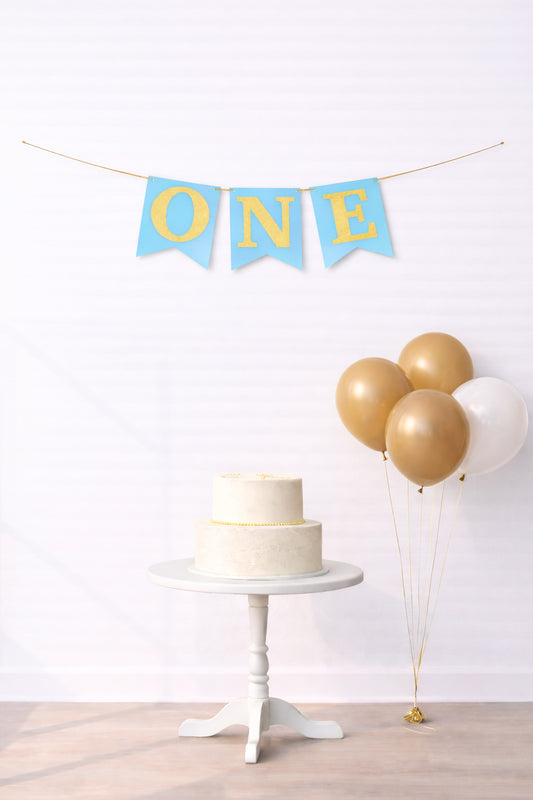 One Mavi/Altın Karton Flama (#FL027)