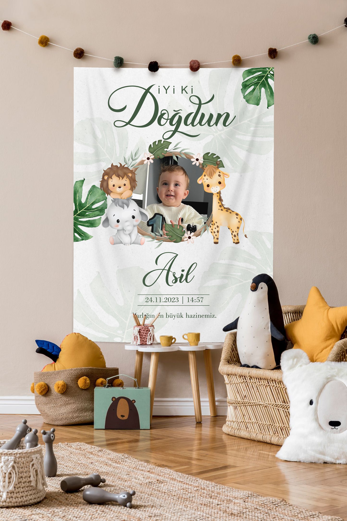 Kişiye Özel Fotoğraflı Doğum Günü Duvar Örtüsü (#22)
