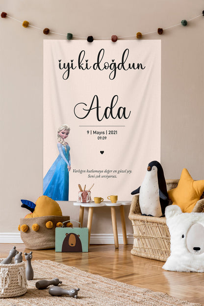 Kişiselleştirilebilir Elisa Temalı Doğum Günü Örtüsü (#65)