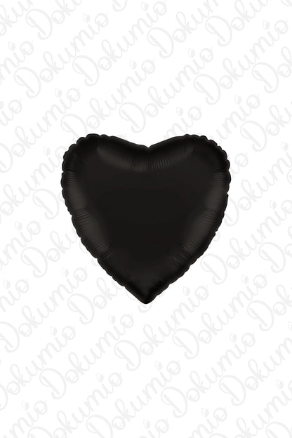 Siyah Kalp Folyo Balon ( 45cm ) 18"