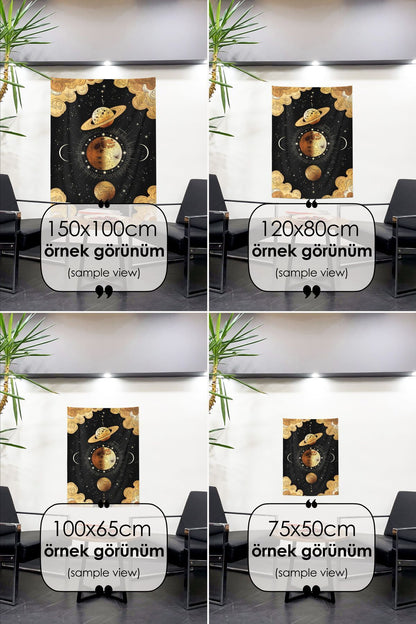 Uzayın Derinlikleri Saturn Ay ve Yıldızlar