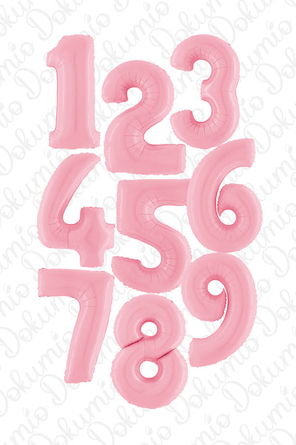 Pembe Renk Rakam Folyo Balon ( 70cm)
