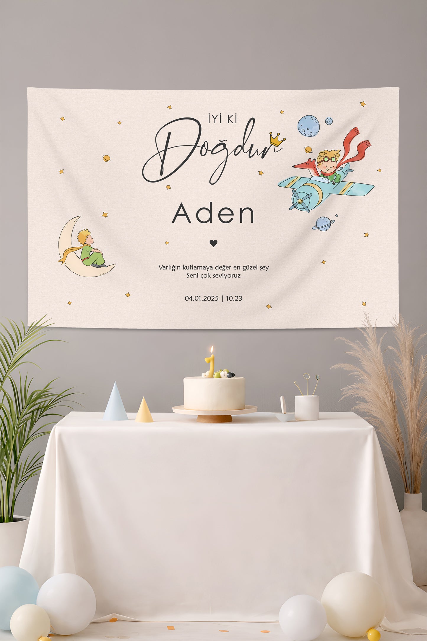 Kişiselleştirilebilir Le Petit Prince Küçük Prens Temalı Doğum Günü Örtüsü (#144)
