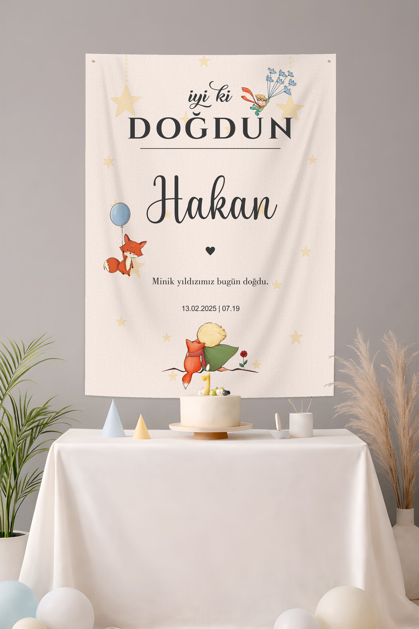 Kişiselleştirilebilir Le Petit Prince Küçük Prens Temalı Doğum Günü Örtüsü (#143)