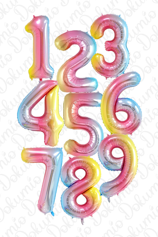 Gökkuşağı Renk Rakam Folyo Balon ( 70cm)