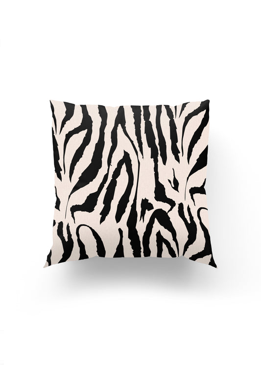 Zebra Tutkusu Bej-Siyah Kırlent Kılıfı