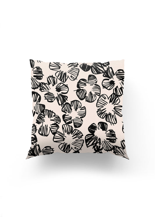 Sketch Bloom: El Çizimi Çiçek Desenli Minimal Kırlent Kılıfı